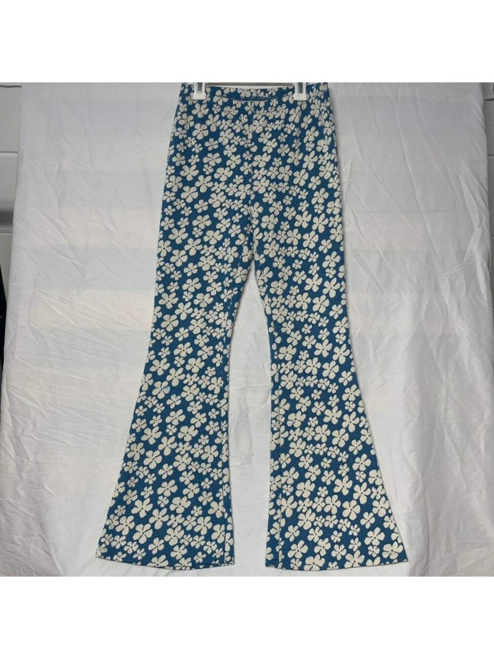 American Eagle Floral Flare Leggings Blue White XS Stretch Pants